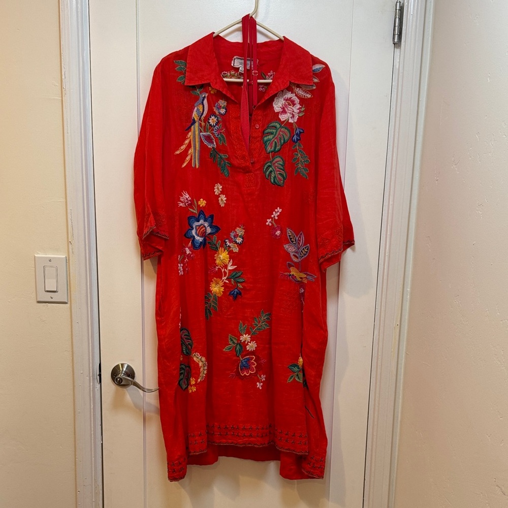 Red Floral Embroidered Dress